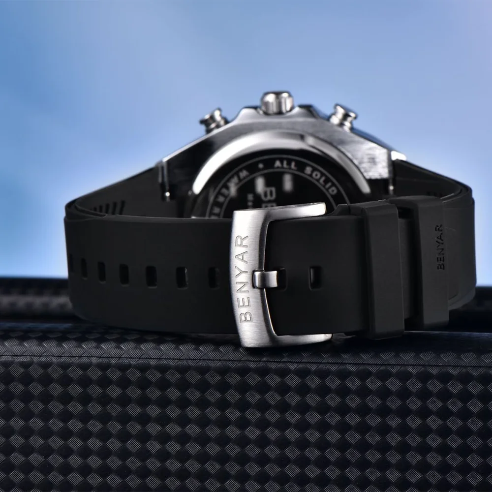BENYAR Luxury Men's Watch Date Chronograph Luxury Men's Watch Waterproof Night Light Sports Military Men's Quartz Watch Gift Box