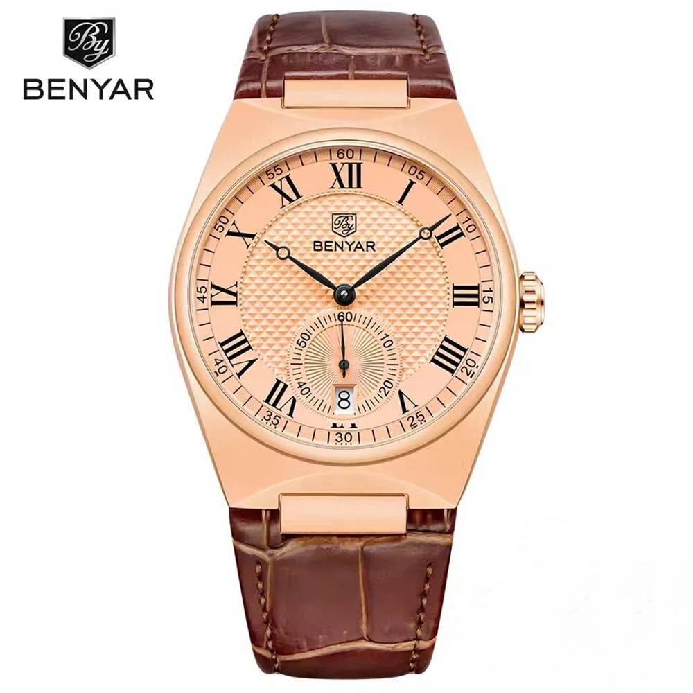2023 BENYAR New Business Luxury Men's Quartz Watch 30M Waterproof Sports Leather Watch Fashion Men's Watch