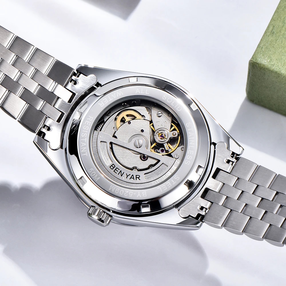BENYAR 2024 New 40MM Men's Mechanical Watch 50M Waterproof Automatic Diving Watch Luxury Fashion Men's Stainless Steel Watch
