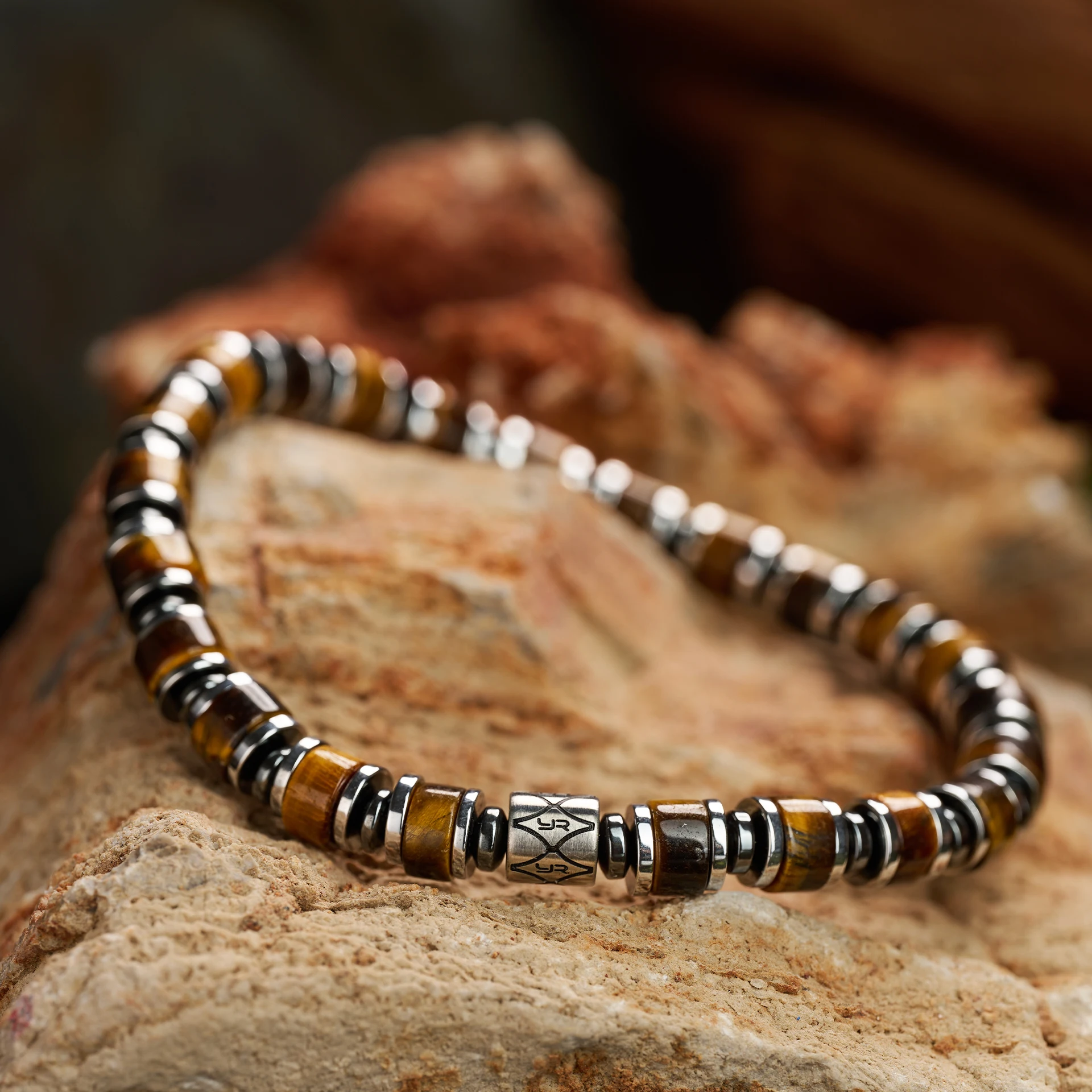 Men's Tiger Eye Bracelet - Natural Stone for Grounding & Protection | Adjustable Healing Crystal Gift for Him
