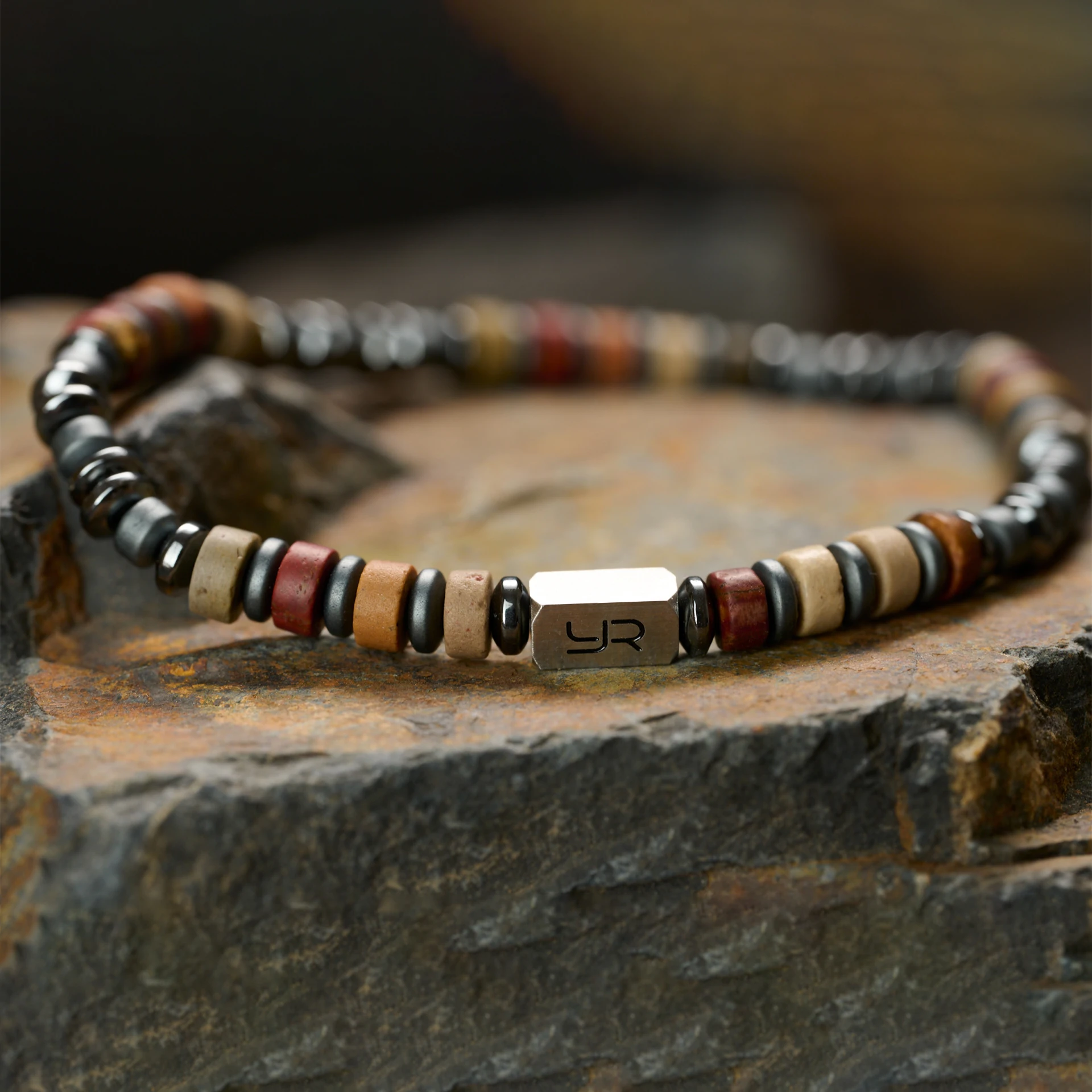 YOUNG&RICH Luxury Picasso Jasper Hematite Bracelet 4mm Bohemian Style Niche Accessory Handcrafted Unisex Bracelet