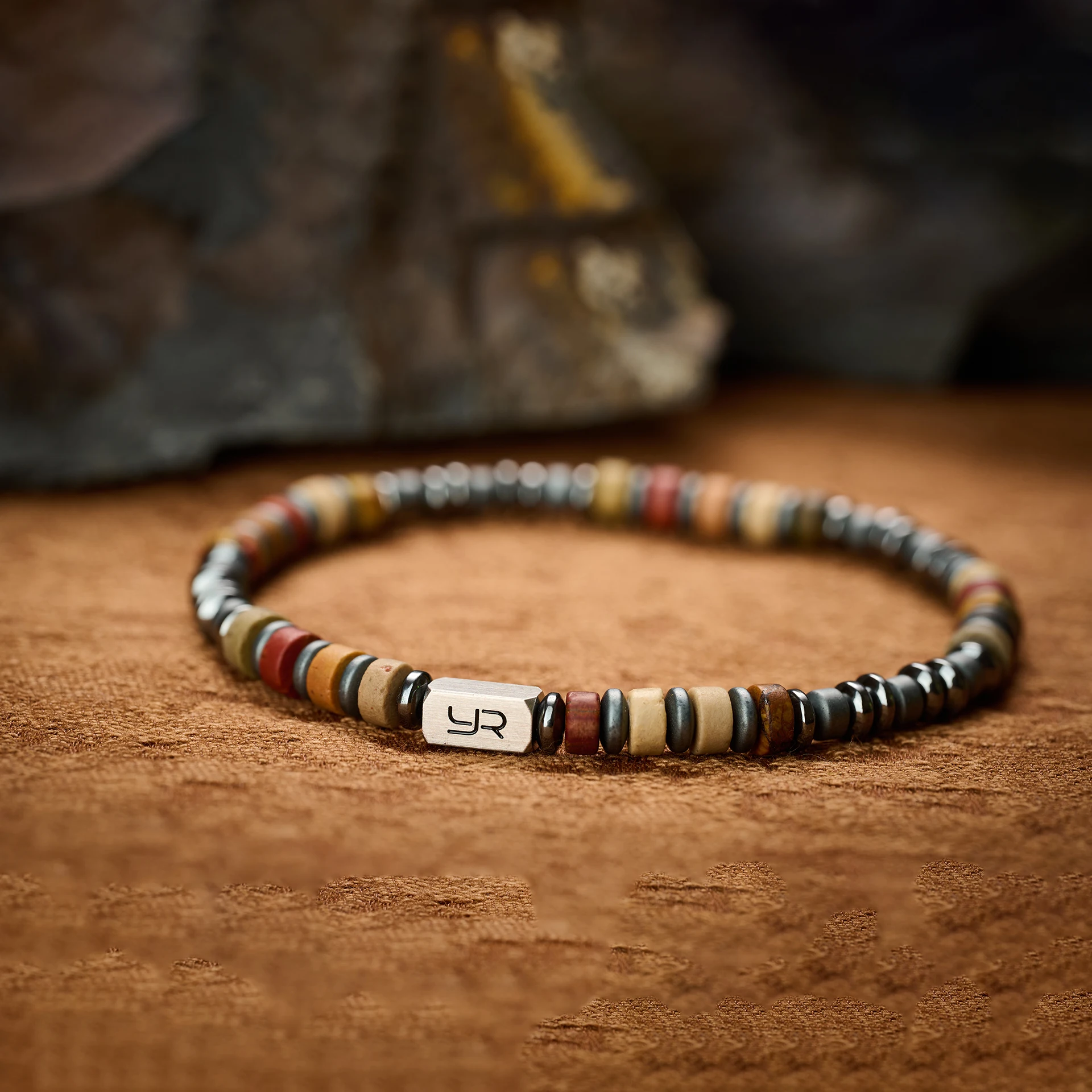 YOUNG&RICH Luxury Picasso Jasper Hematite Bracelet 4mm Bohemian Style Niche Accessory Handcrafted Unisex Bracelet