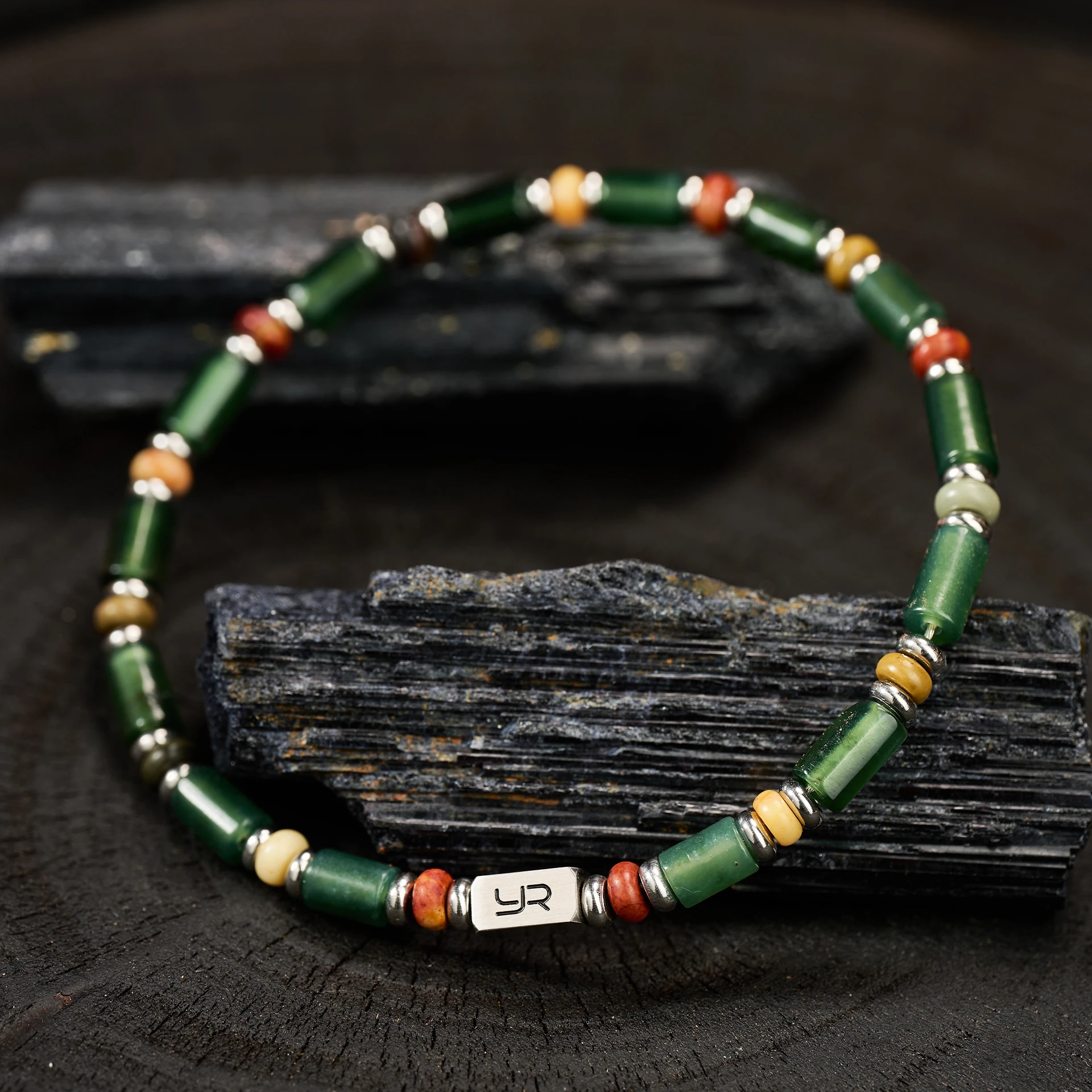 YOUNG&RICH Celadon Xiuyu Jade Multi-Tone Beaded Bracelet | Retro-Ins Aesthetic Niche Design • Fashion Unisex Luxury Jewelry