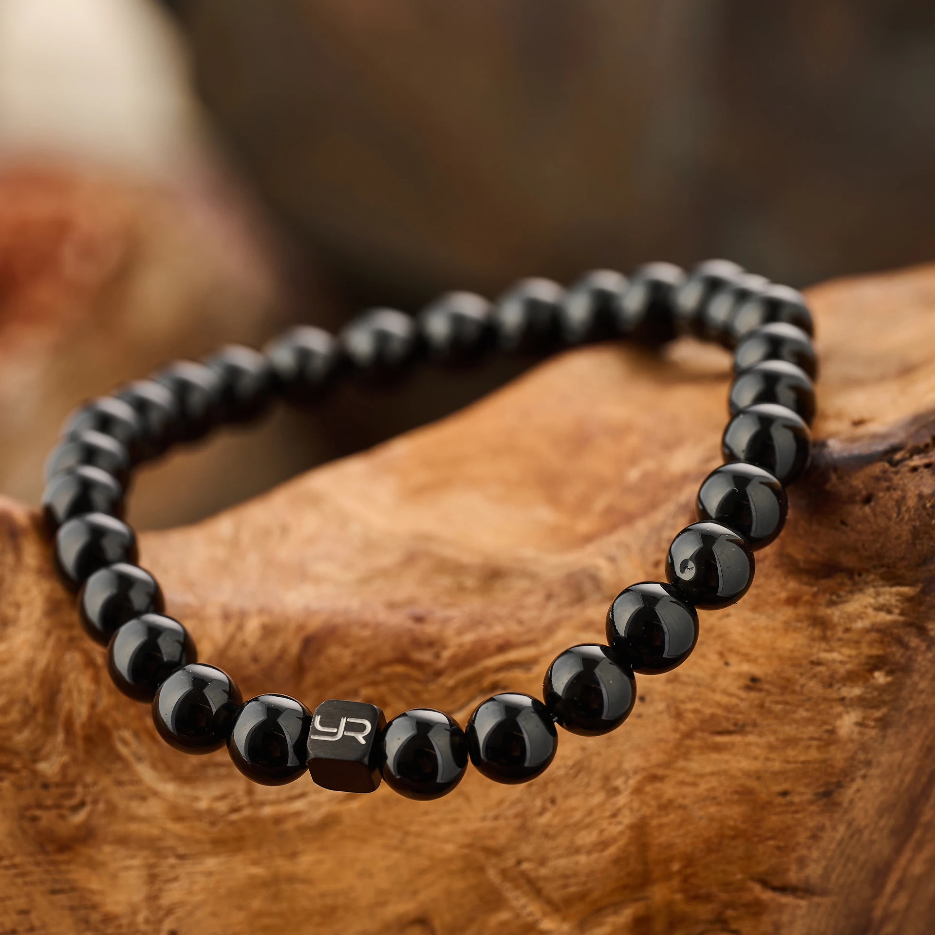 YOUNG&RICH Classic Obsidian Beaded Bracelet (6mm) - Designer Unisex Luxury & Stylish
