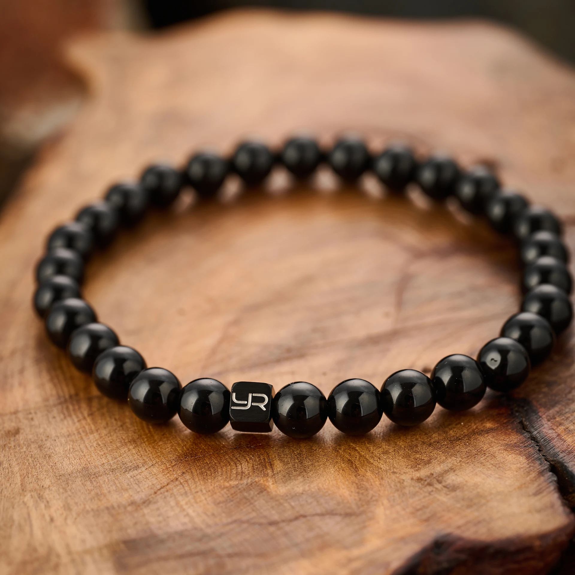 YOUNG&RICH Classic Obsidian Beaded Bracelet (6mm) - Designer Unisex Luxury & Stylish