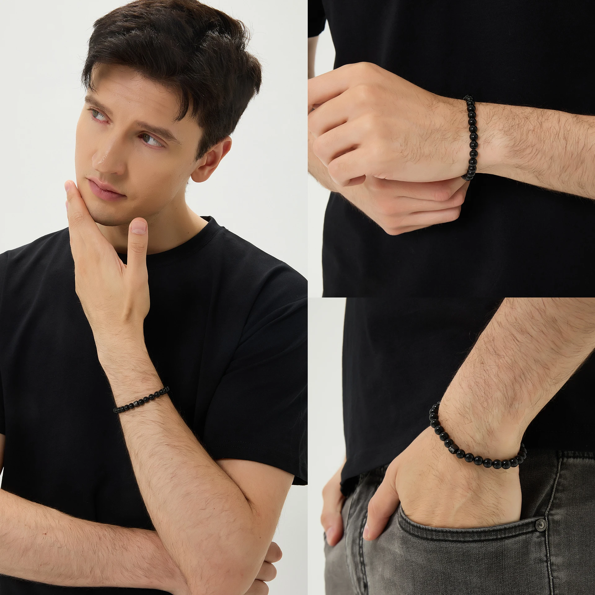 YOUNG&RICH Classic Obsidian Beaded Bracelet (6mm) - Designer Unisex Luxury & Stylish