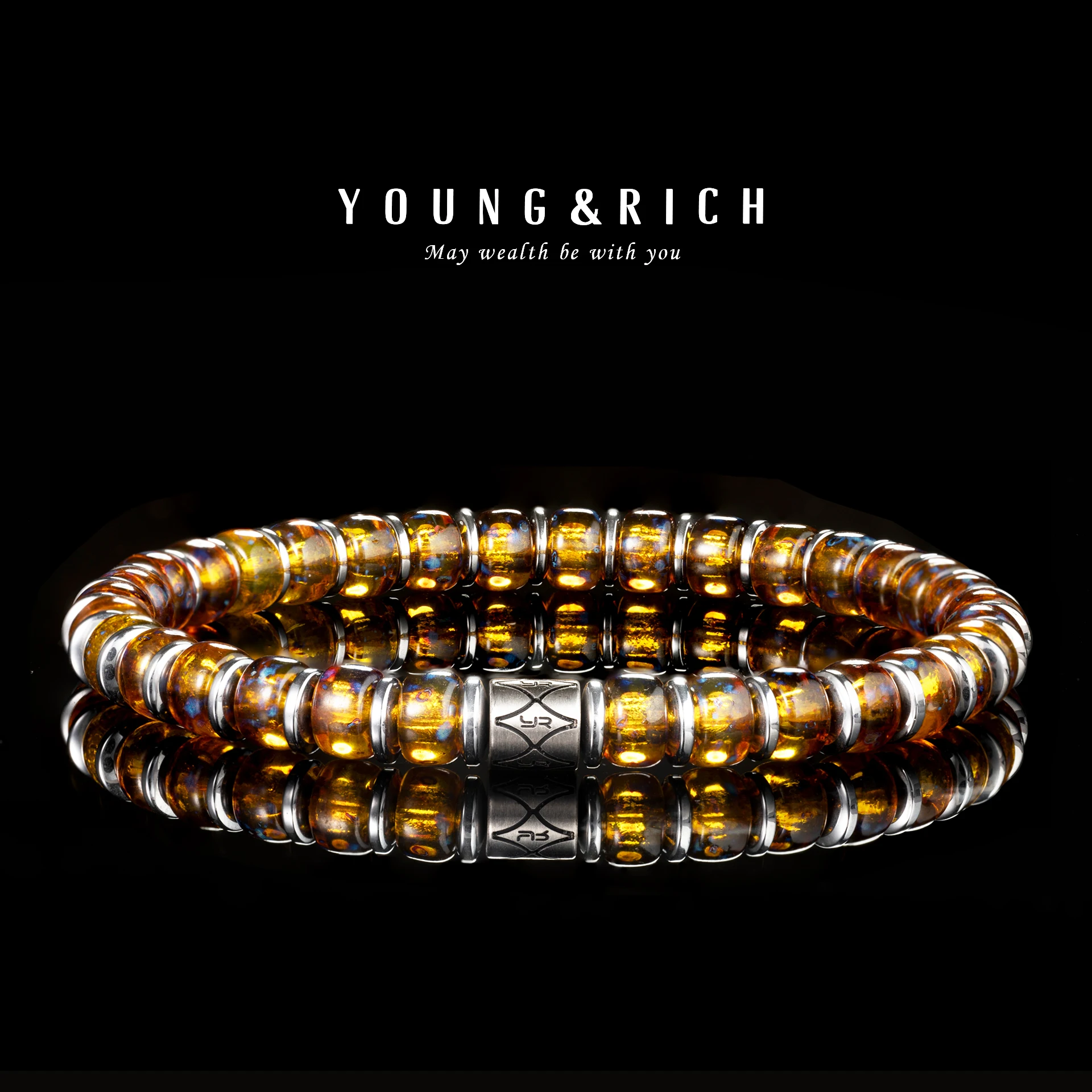 Luxury Liquid Sunshine Bracelet - 6mm Yellow Czech Glass Beads Fashion Wristband for Men Women, Premium Jewelry