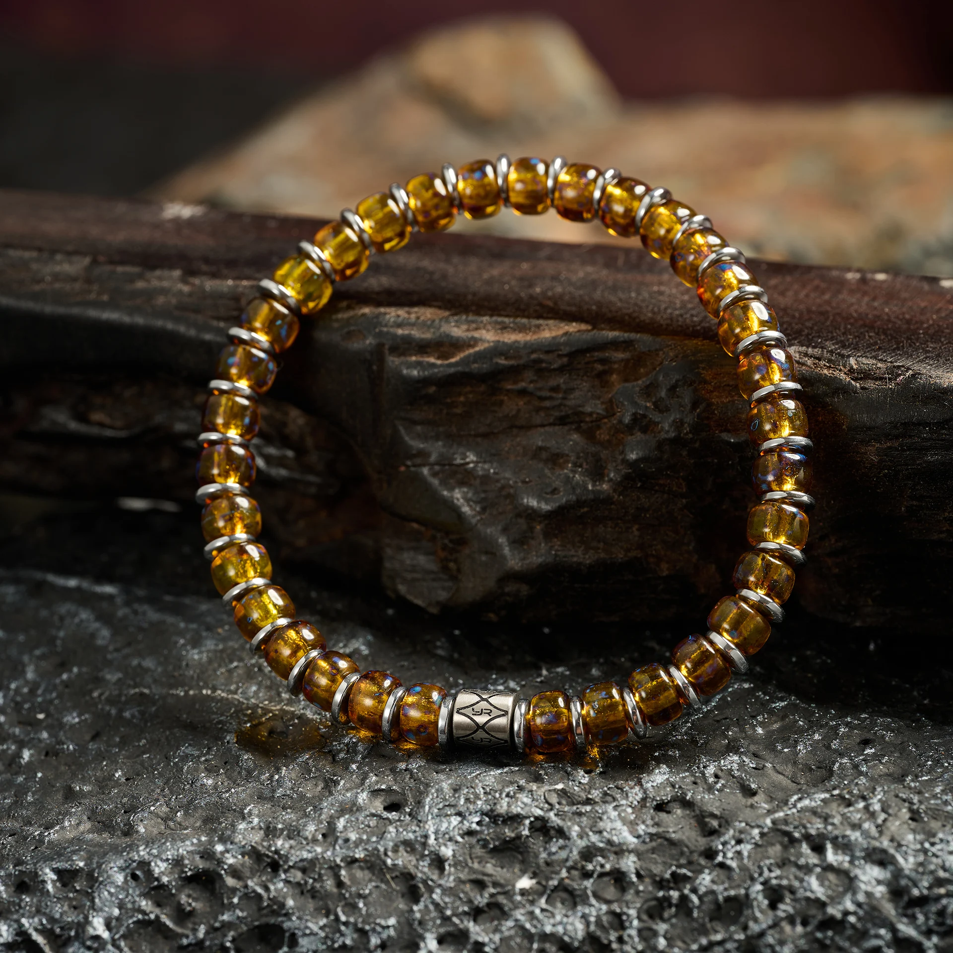 Luxury Liquid Sunshine Bracelet - 6mm Yellow Czech Glass Beads Fashion Wristband for Men Women, Premium Jewelry
