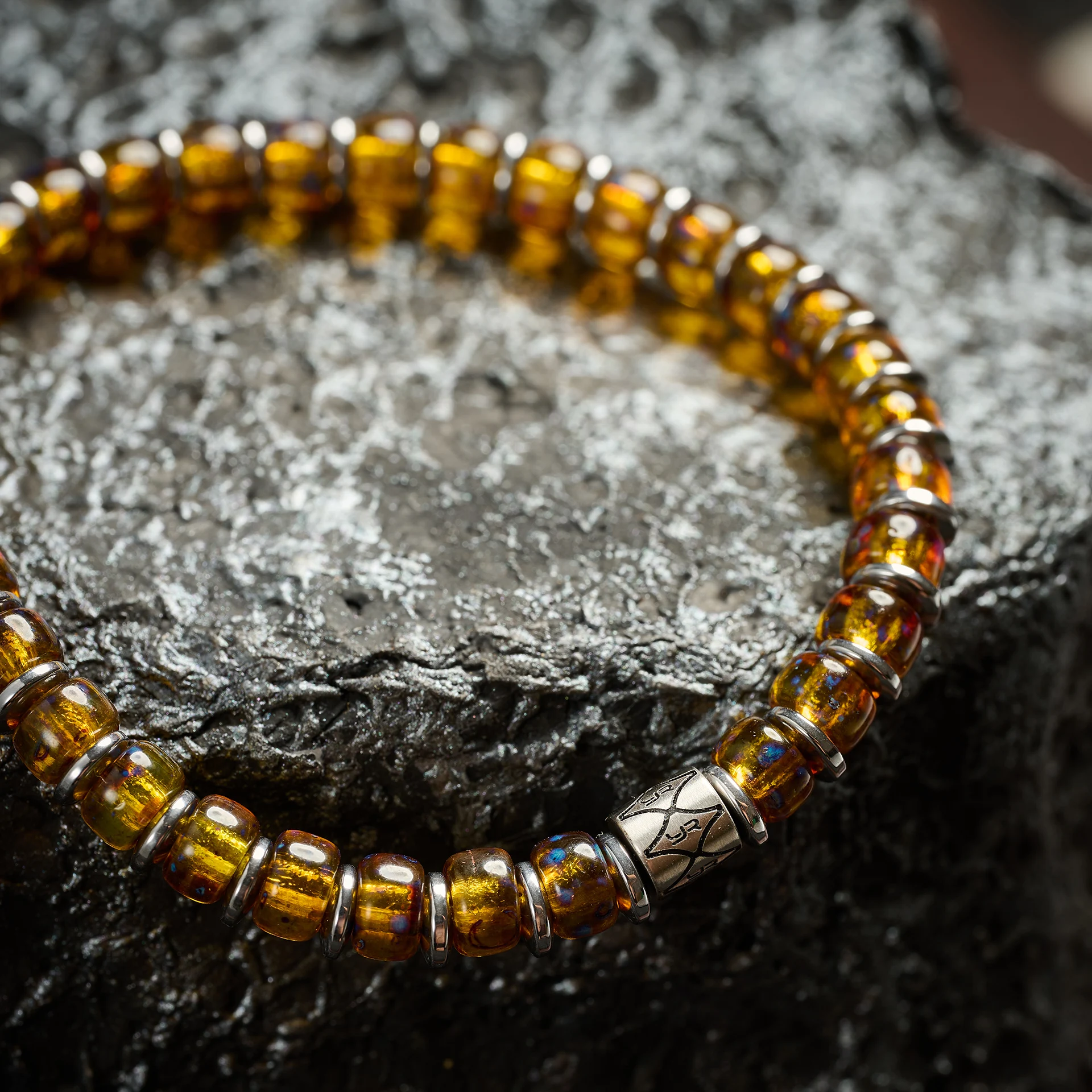 Luxury Liquid Sunshine Bracelet - 6mm Yellow Czech Glass Beads Fashion Wristband for Men Women, Premium Jewelry