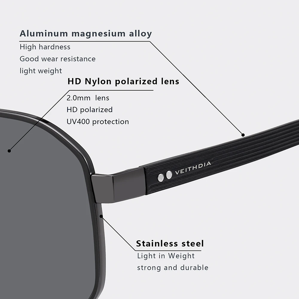 VEITHDIA Brand Vintage Men Women Sunglasses Nylon Lens Polarized UV400 Outdoor Driving Eyeglasses For Male,Fashion Eyewear 8280