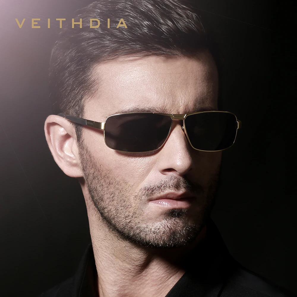 VEITHDIA Sunglasses Men Brand Designer Driving Fashion Polarized UV400 Lens Unisex Vintage Eyewear Male Glasses For Women VT2490