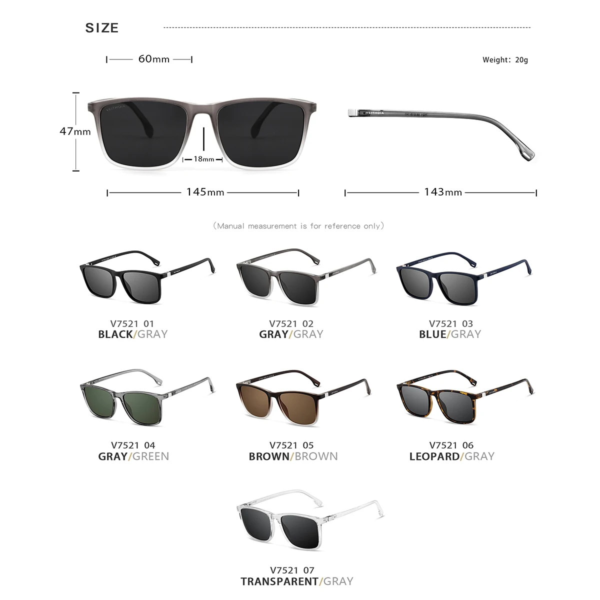 VEITHDIA Brand Men Women Sunglasses Unisex Retro TR90 Sunglasses Polarized UV400 Lens Vintage Eyewear Sun Glasses For Male 7521