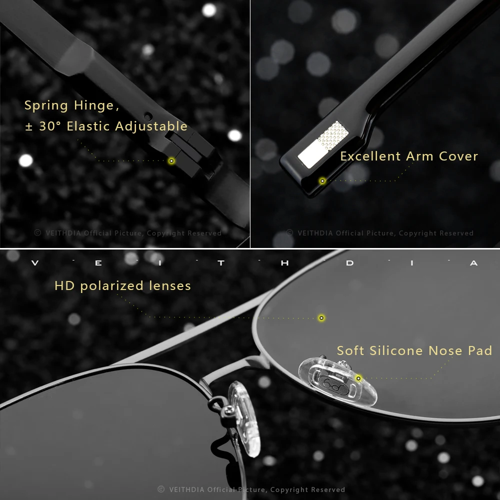 VEITHDIA Brand Men's Sunglasses Vintage Polarized UV400 Lens Outdoor Classic Women Sun Glasses Driving Eyewear For Male 2482