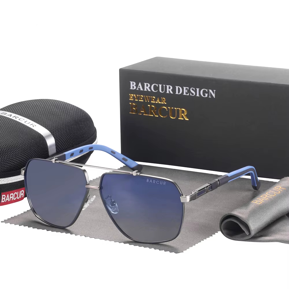 BARCUR aviator polarized sunglasses stainless steel frame UV400