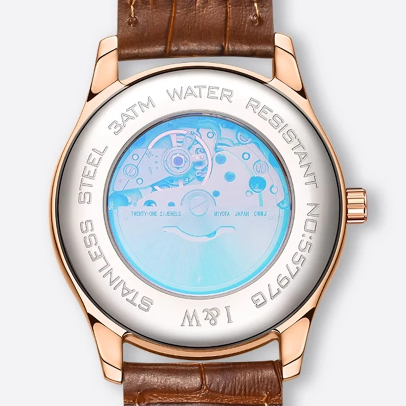 Carnival Brand IW Series Luxury MIYOTA Movement Mechanical Watch for Men Leather Waterproof Fashion Sapphire Mirror Mens Watches