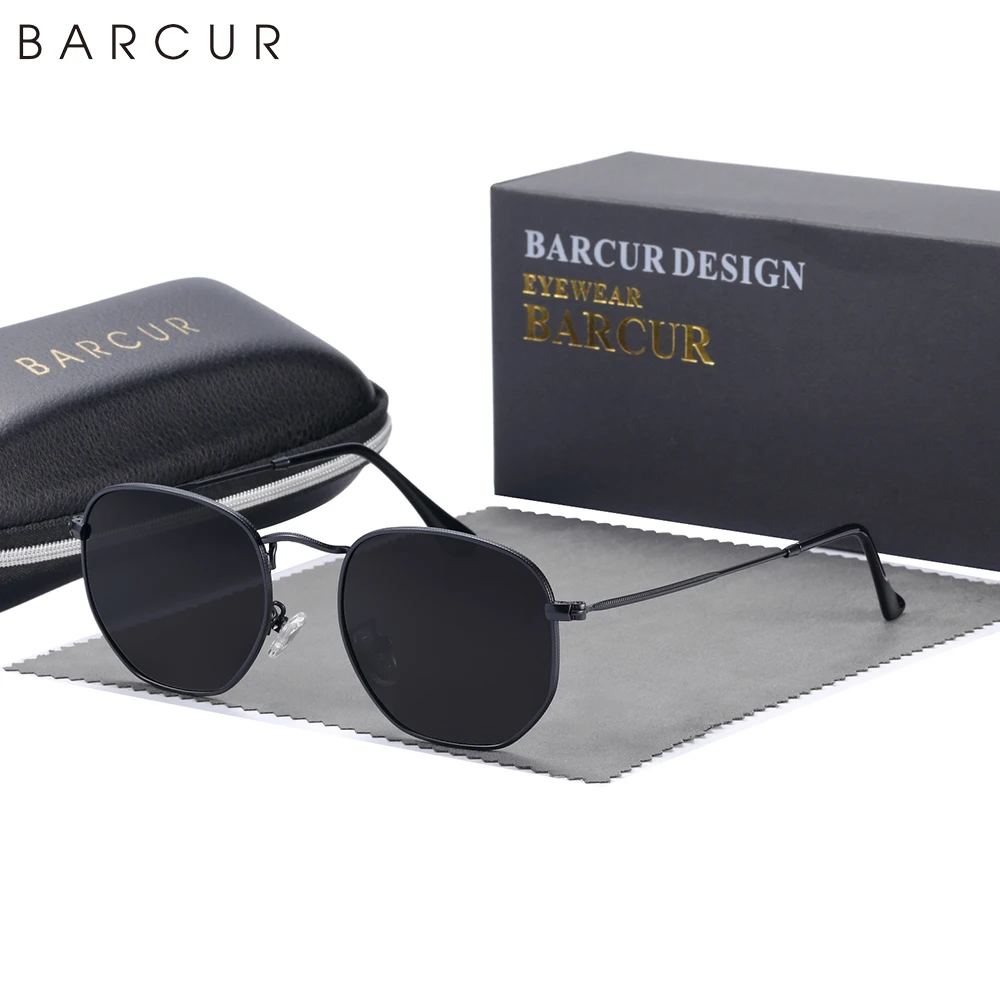 BARCUR Classic Square Sunglasses for Men Polarized Hexagon UVA& Sun Glasses for Woman Light Weight Eyewear Oculos De Sol gafas