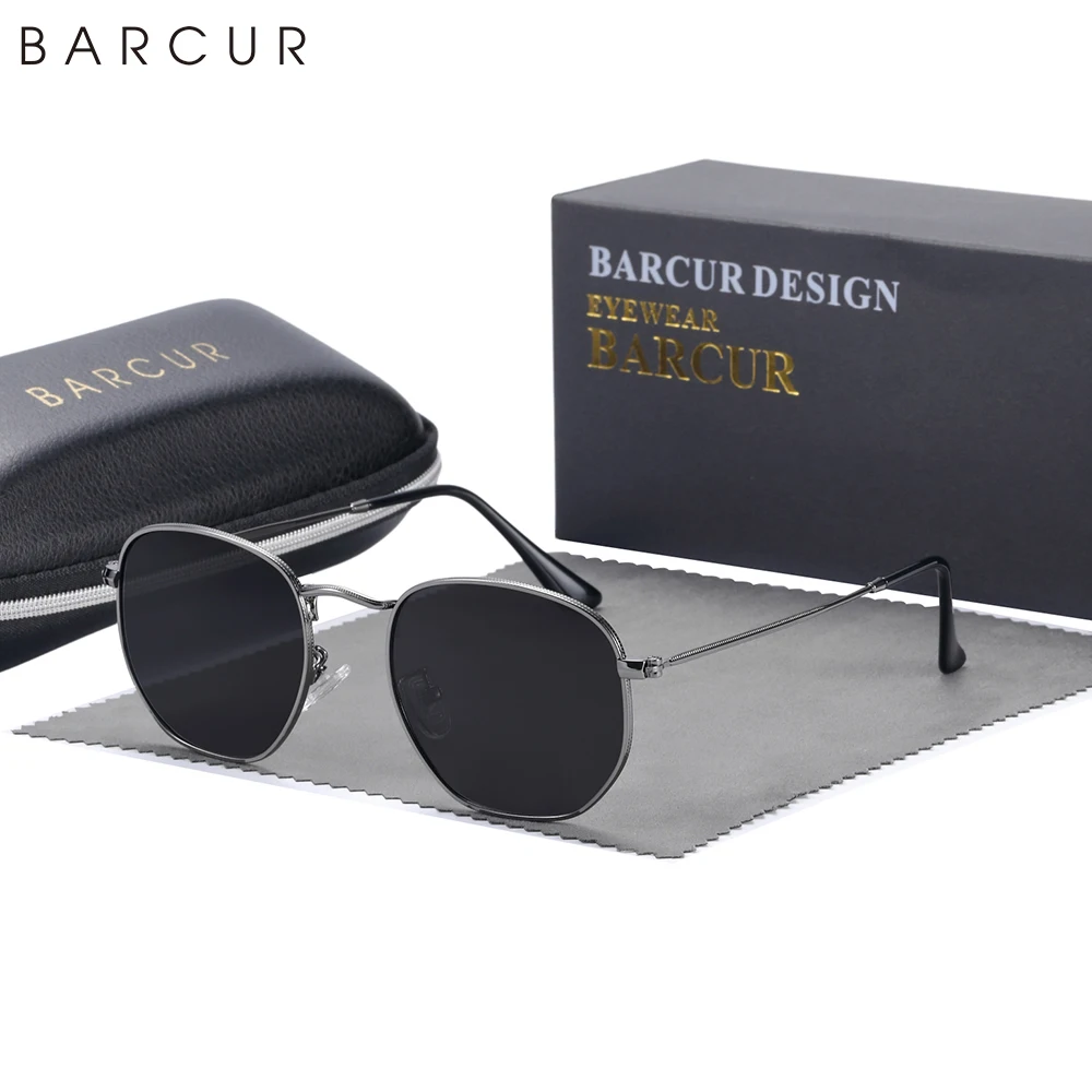 BARCUR Classic Square Sunglasses for Men Polarized Hexagon UVA& Sun Glasses for Woman Light Weight Eyewear Oculos De Sol gafas
