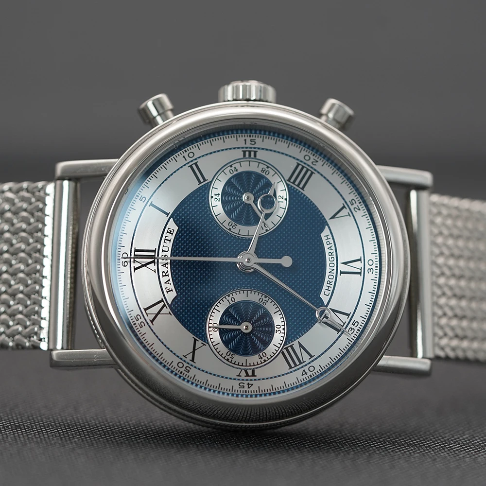 FARASUTE Japan VK64 Quartz Movement Speed Sports Chronograph Watch For Men Luxury Sapphire Stainless Steel Wristwatches Male