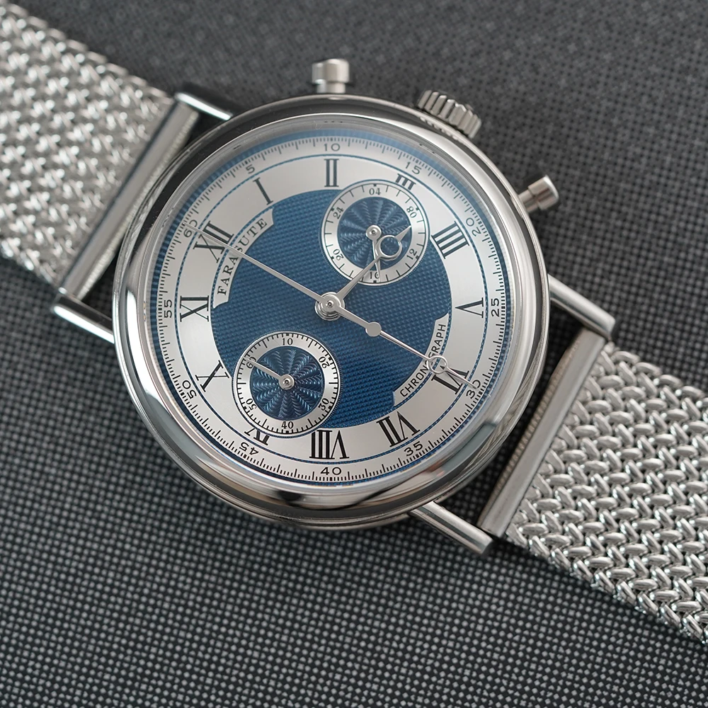 FARASUTE Japan VK64 Quartz Movement Speed Sports Chronograph Watch For Men Luxury Sapphire Stainless Steel Wristwatches Male