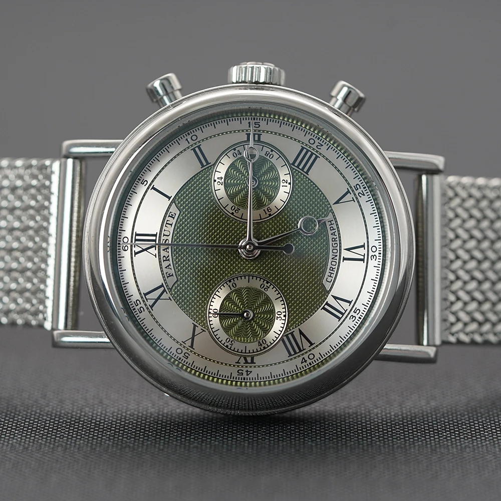 FARASUTE Japan VK64 Quartz Movement Speed Sports Chronograph Watch For Men Luxury Sapphire Stainless Steel Wristwatches Male