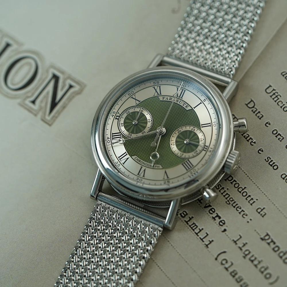 FARASUTE Japan VK64 Quartz Movement Speed Sports Chronograph Watch For Men Luxury Sapphire Stainless Steel Wristwatches Male