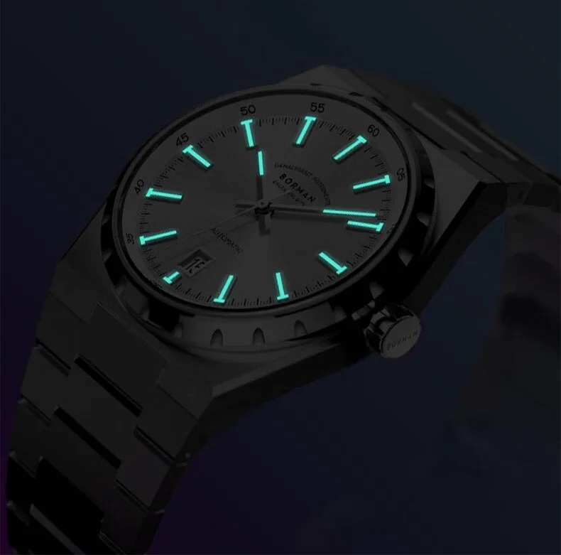 BORMAN Mens Automatic Watches 40mm Mechanical Wristwatch Ultrathick 10mm 5Bar Waterproof Sapphire Mirror Luminous Miyota 9015