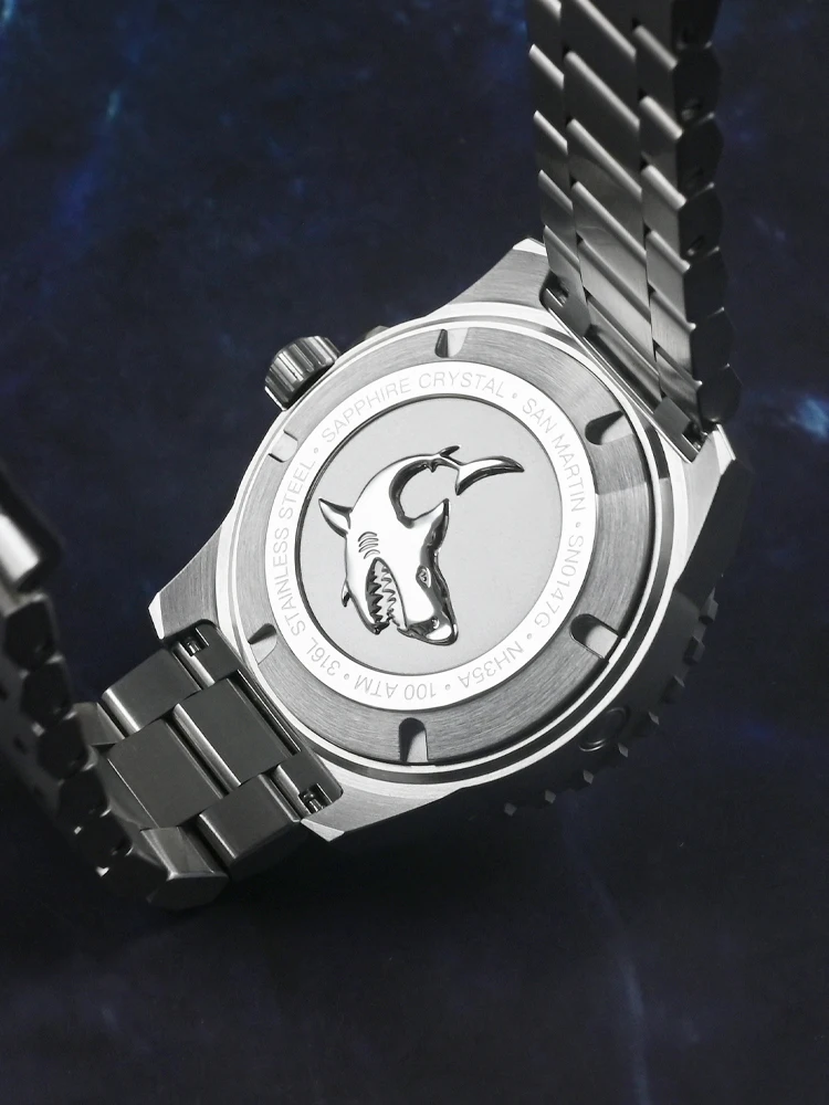 San Martin 1000m Waterproof Sea Waves Texture Dial 43mm Men Diver Watch Helium Escape Valve NH35 Automatic Mechanical SN0147