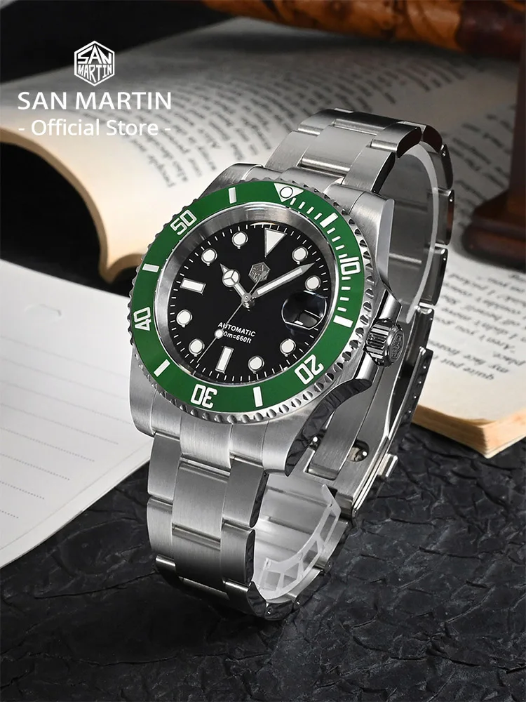 San Martin New 40mm Water Ghost Diver Watch Men Luxury NH35 PT5000 Automatic Mechanical Watch Sapphire Waterproof 200m SN0017
