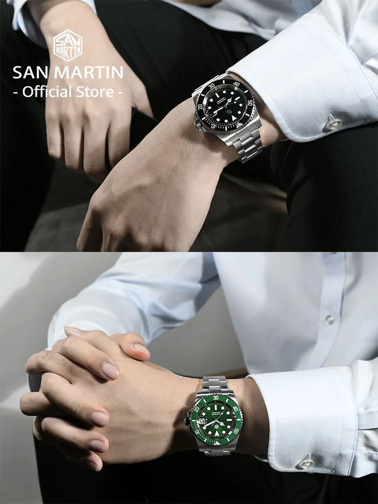 San Martin New 40mm Water Ghost Diver Watch Men Luxury NH35 PT5000 Automatic Mechanical Watch Sapphire Waterproof 200m SN0017