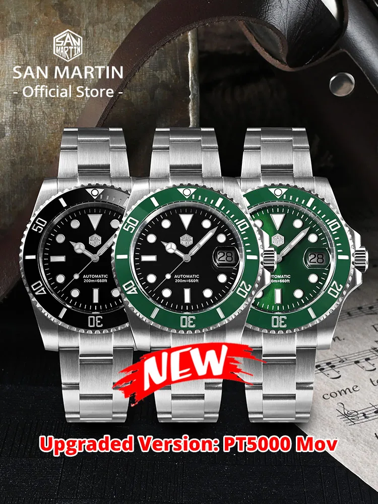 San Martin New 40mm Water Ghost Diver Watch Men Luxury NH35 PT5000 Automatic Mechanical Watch Sapphire Waterproof 200m SN0017