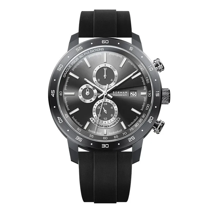 BORMAN BM3879 42mm Automatic Chronograph Watch with Sapphire Crystal and Pulsation Bezel