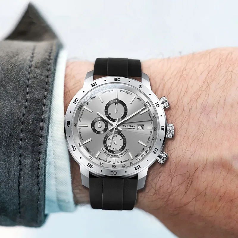 BORMAN TOP Watch New 42 Luxury  Automatic Mechanical Men's Watches Sapphire 50M Waterproof Multi-function Dial Pulsation BM3879
