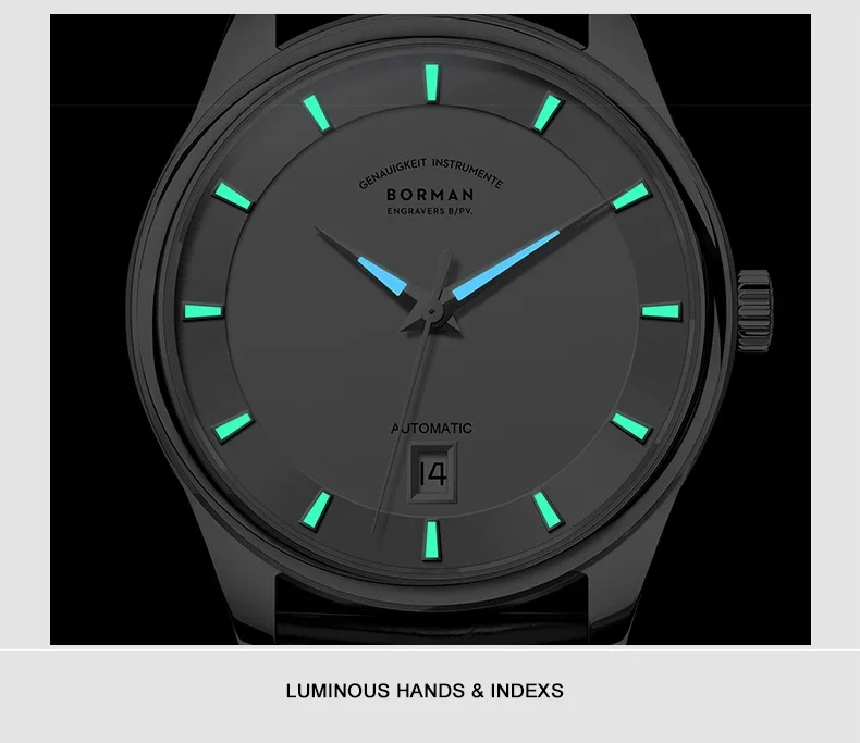 Borman 3882 TOP Watch New 39 Luxury Mens Automatic Watches 39mm Mechanical Wristwatch Ultrathin 9mm Luminous 50m Waterproof Sapp