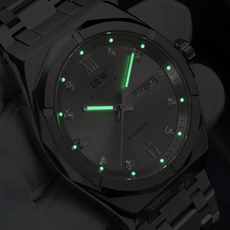 Carnival Brand High End IW Series Luxury Imported Movement Mechanical Watch Men Week Date Sapphire 50m Waterproof Mens Watches