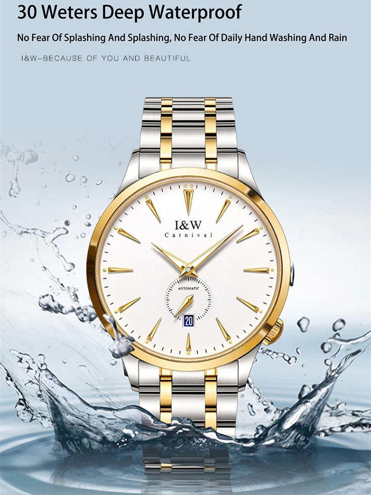 Carnival Brand High-end IW Series All Steel Automatic Mechanical Watch Genuine Fashion Sports Male Mechanical Watch Man Luxury