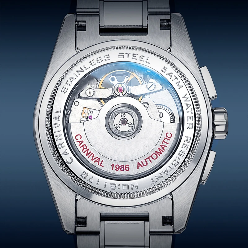 Carnival Brand High-End Tourbillon Mechanical Watch Men Luxury Tungsten Steel Strap 50M Waterproof Sapphire Automatic Watches