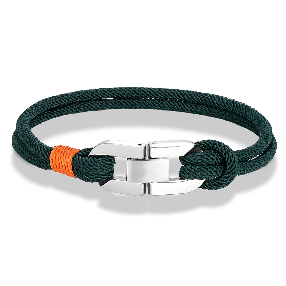 MKENDN New Double Strand Braided Rope Bracelet Stainless Steel Cuban U-buckle Bracelets for Men Women Couple Jewelry Gifts