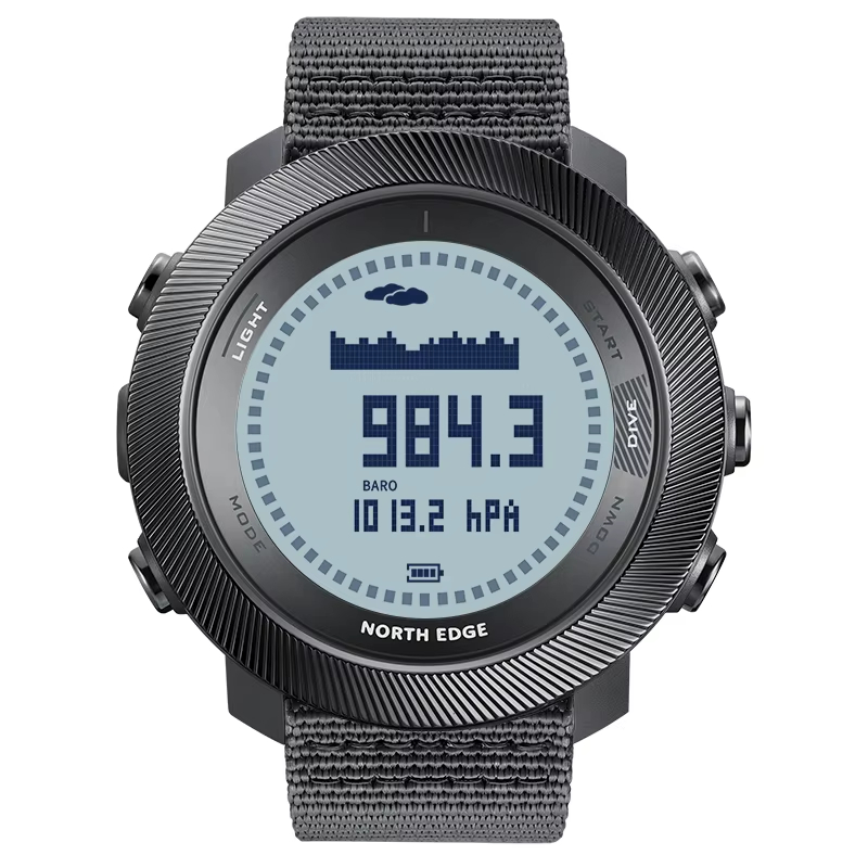 NORTH EDGE APACHE-D Free Dive Watch – 50M Dive Mode, Compass, Barometer