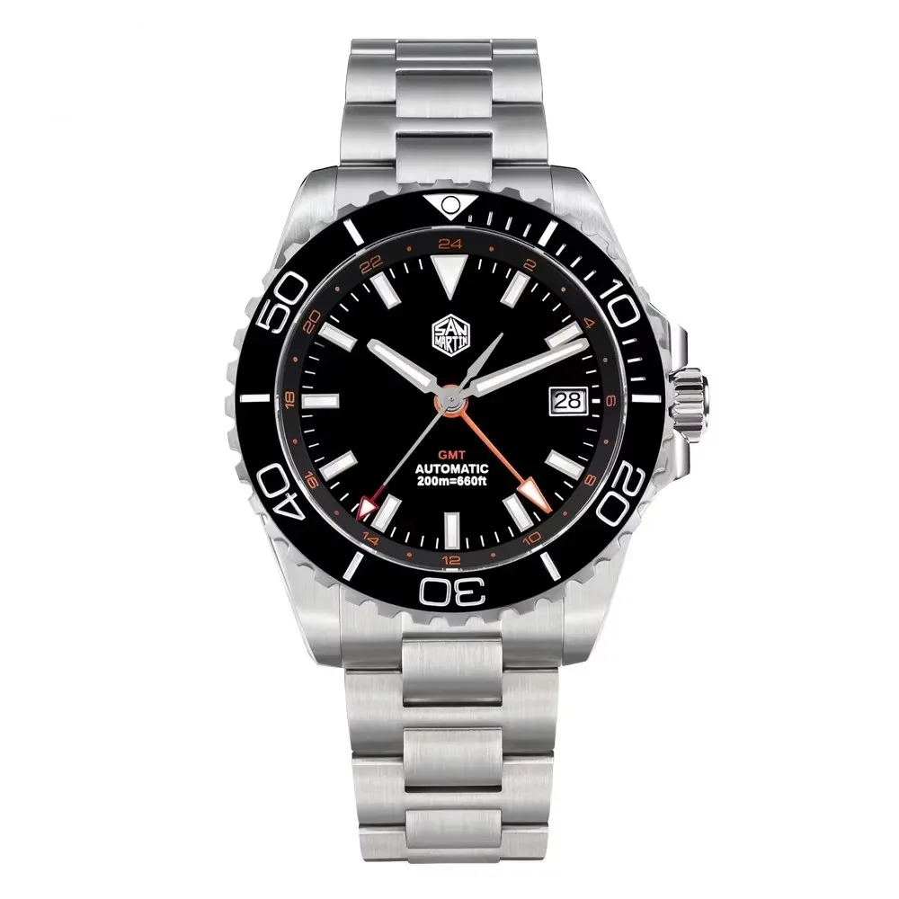 San Martin SN0136 GMT Diver 39mm Automatic Watch Stainless Steel