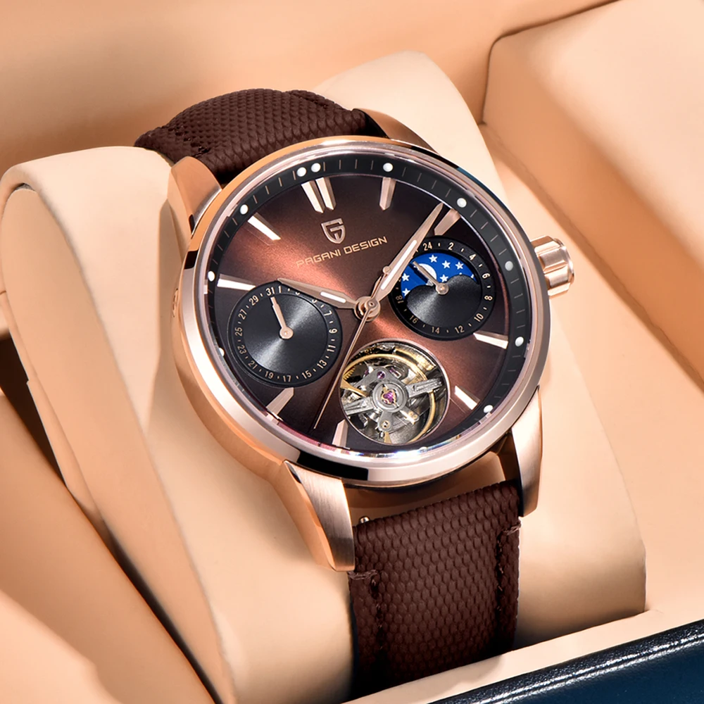 PAGANI DESIGN2025Top Tourbillon Watch Luxury Mechanical Automatic Men's Watch Waterproof Sports Leather Military watches for man