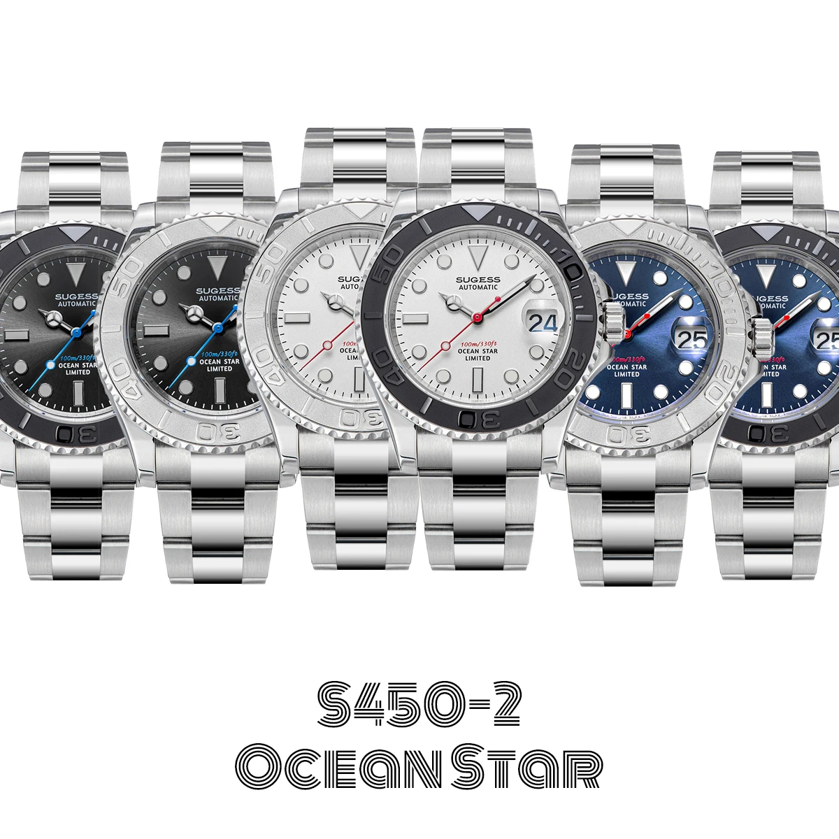 Sugess Master Dvier Watch For Men Automatic Mechanical Watches NH35A Movement Sapphire Luxury 100m Waterproof Clock S450-2 New