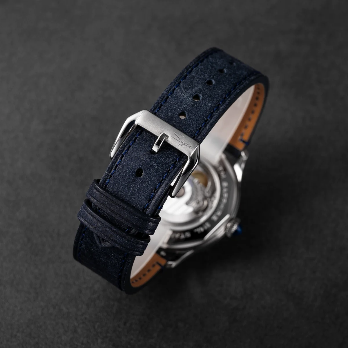 Sugess 38mm Automatic Mechanical Men Watch Blue GoldStone Dial Origin ST2130 Movement Sapphire Crystal Simple Skeleton Case New