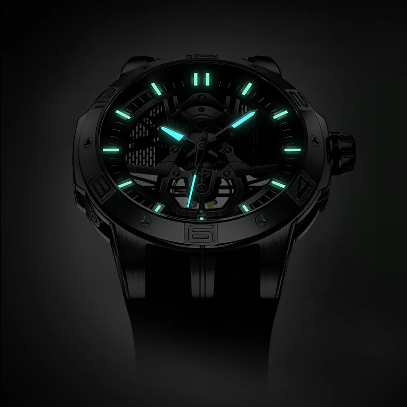 PONIGER top brand aerospace rocket automatic mechanical men's watch casual fashion sports sapphire glass stainless steel watch