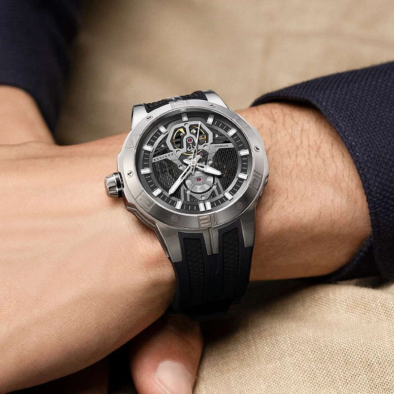 PONIGER top brand aerospace rocket automatic mechanical men's watch casual fashion sports sapphire glass stainless steel watch