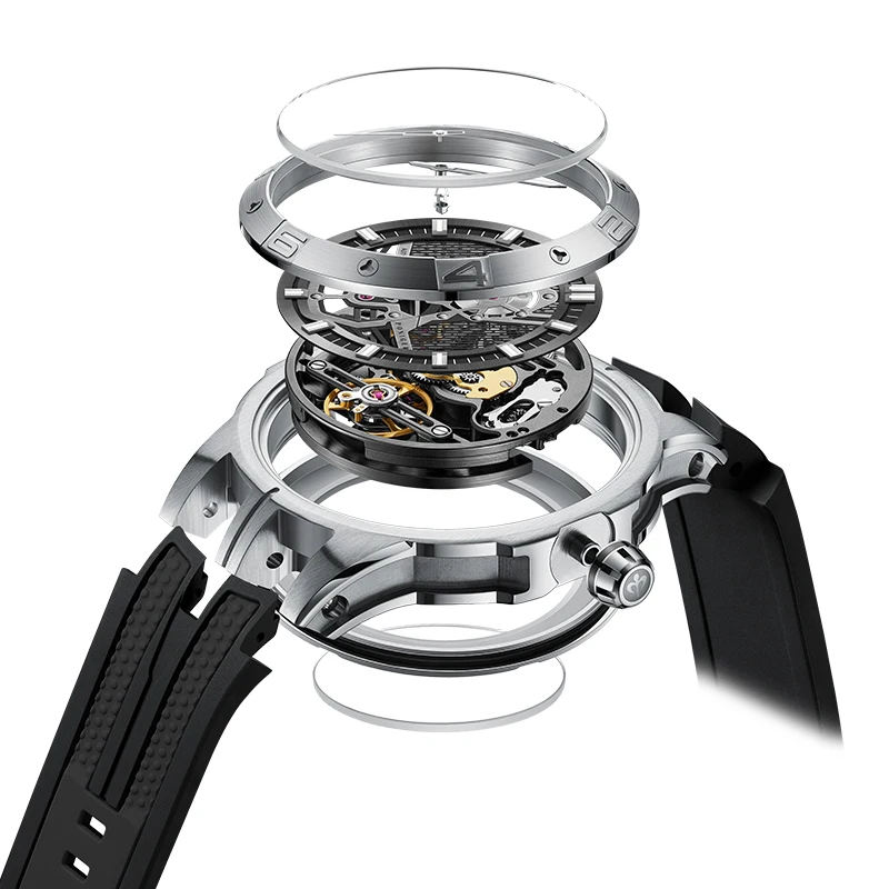 PONIGER top brand aerospace rocket automatic mechanical men's watch casual fashion sports sapphire glass stainless steel watch