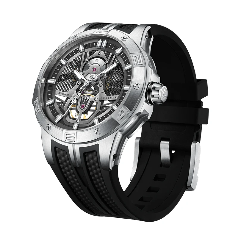 PONIGER top brand aerospace rocket automatic mechanical men's watch casual fashion sports sapphire glass stainless steel watch