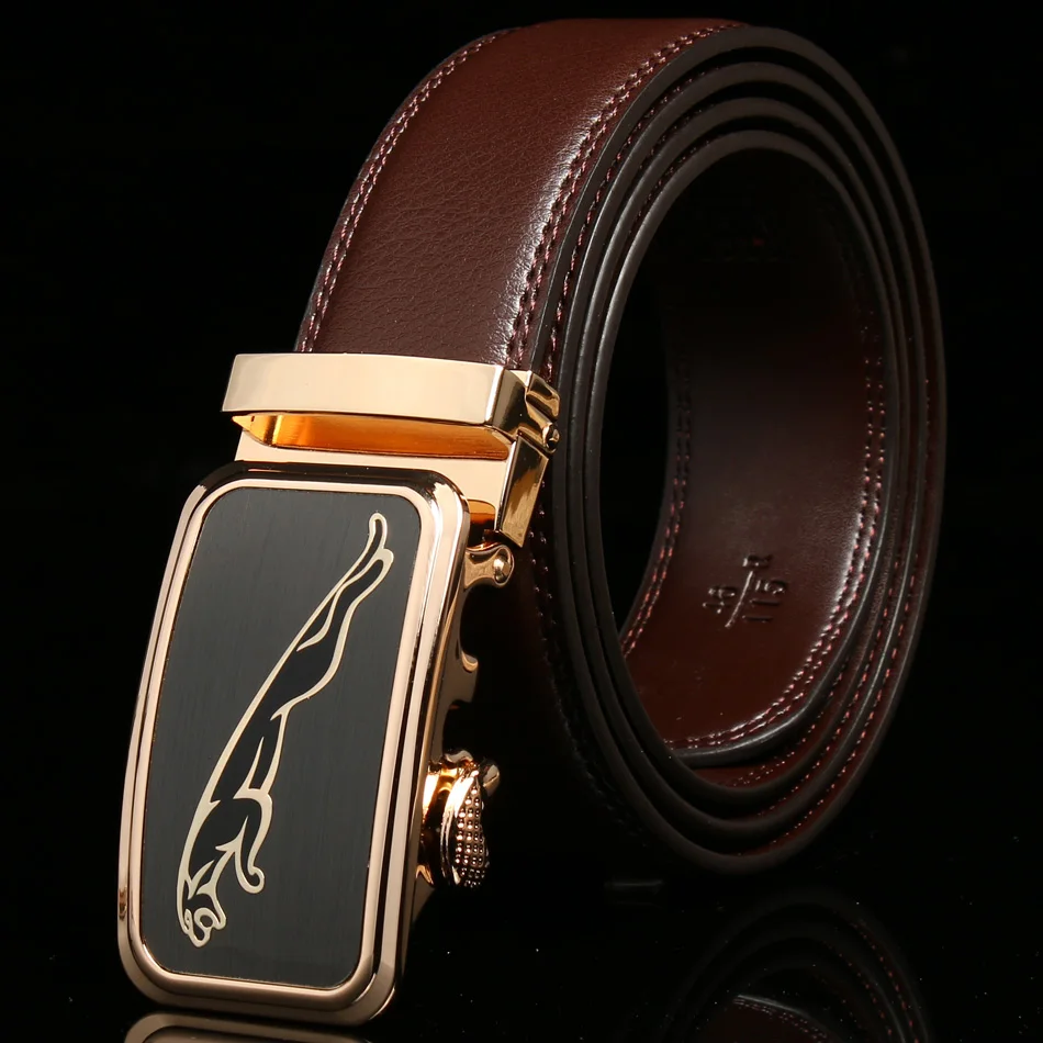 MUSENGE Designer Jaguar luxury genuine Leather men Belts For Men Ceinture Homme men's male Belt Automatic buckle Cinturon Hombre