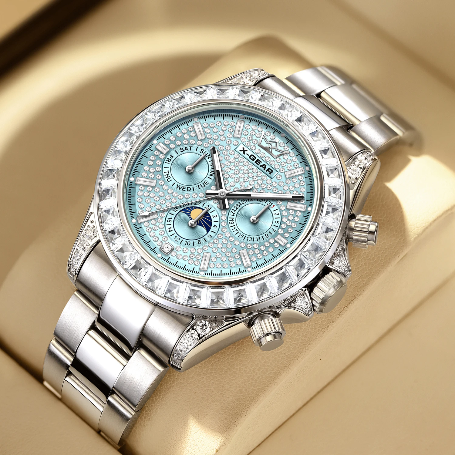 Multifunctional Fully Automatic Mechanical Watch with Night Light Three Eye Six Pin Waterproof Sports Watch