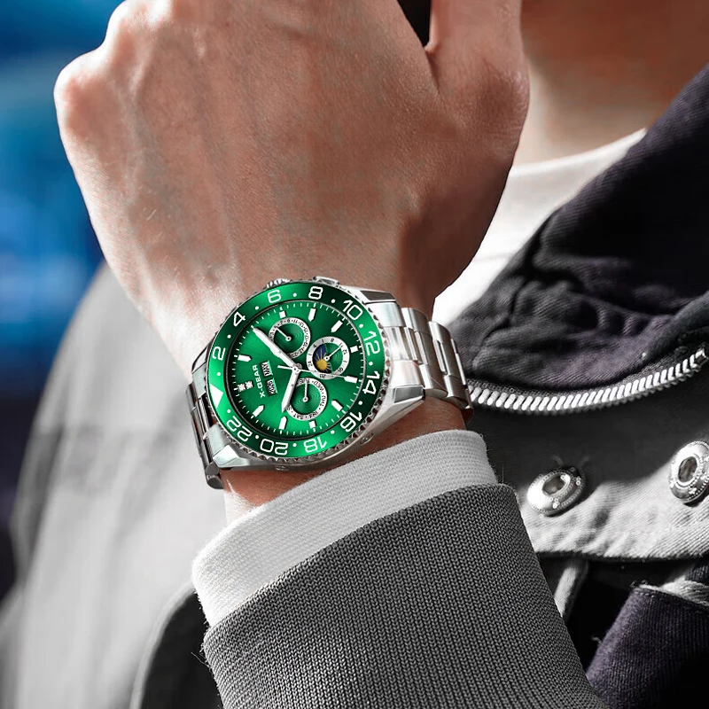 X-GEAR Multifunctional Mens Machinery Watch Luxury Water Night Glow Business Style Stainless Steel Leisure Fashion Wristwatch