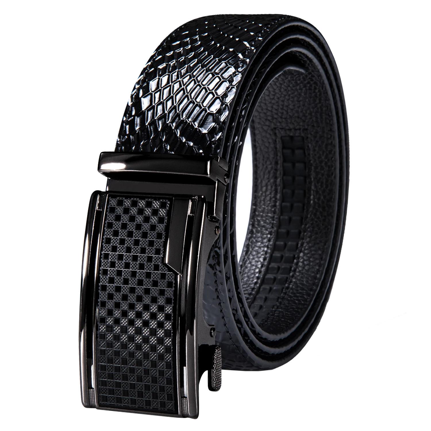 Men’s Automatic Buckle Ratchet Leather Belt – Genuine Cowhide Strap